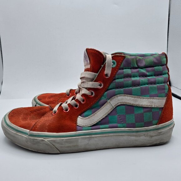 Vans Sk8 Hi Crazy Check Cherry Tomato Womens Size 8 Sneaker Shoes Casual Walking - Picture 13 of 13